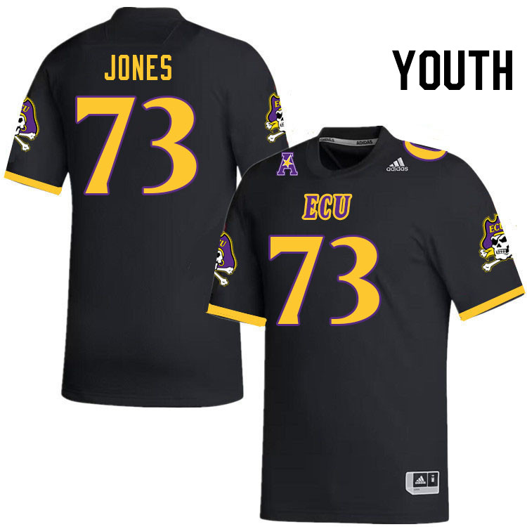 Youth #73 Karson Jones ECU Pirates College Football Jerseys Stitched-Black